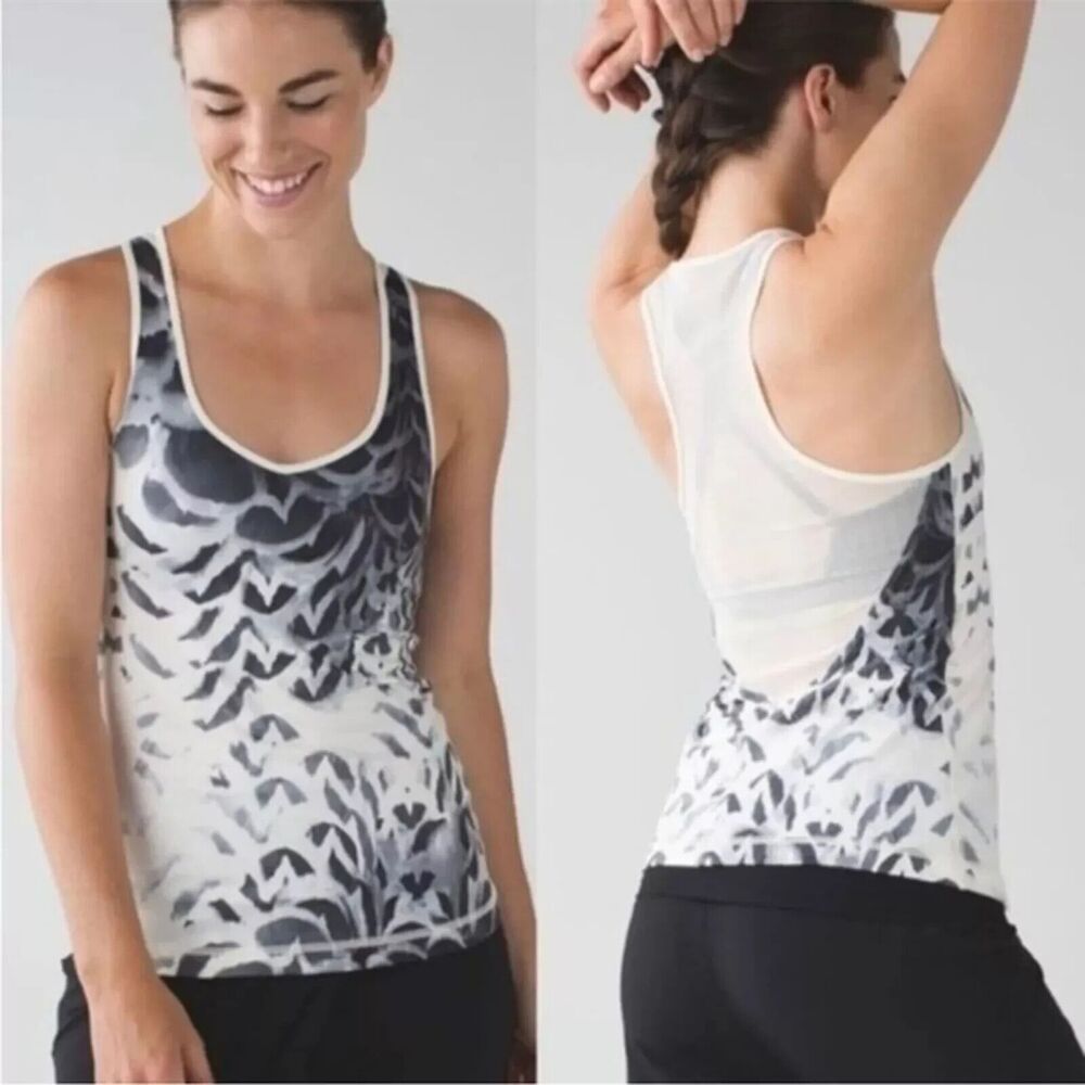 Lululemon Dance to Yoga Tank Top Pretty Plume Angel Wing Gray Size 2